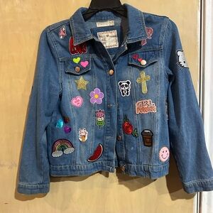 btween Kids Denim Jacket with Fun Patches